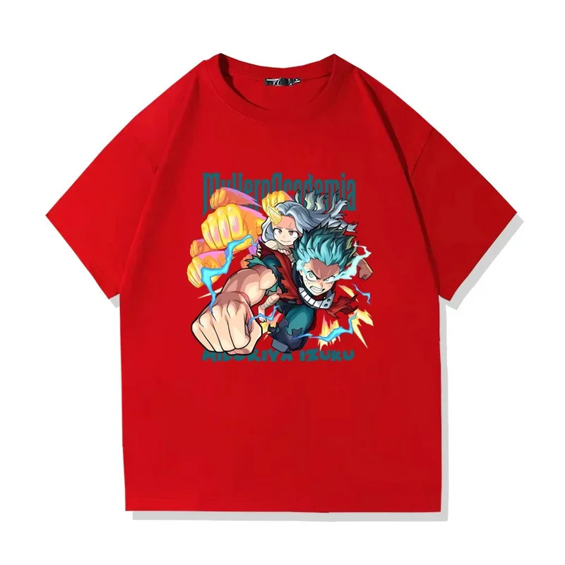 موديل جديد 2025 ماي هيرو أكاديمية Green Valley Idhku أنيمي اسم مشترك حوالي 100% قطن قصير الأكمام تي شيرت الرجال الصيف ملابس فضفاضة