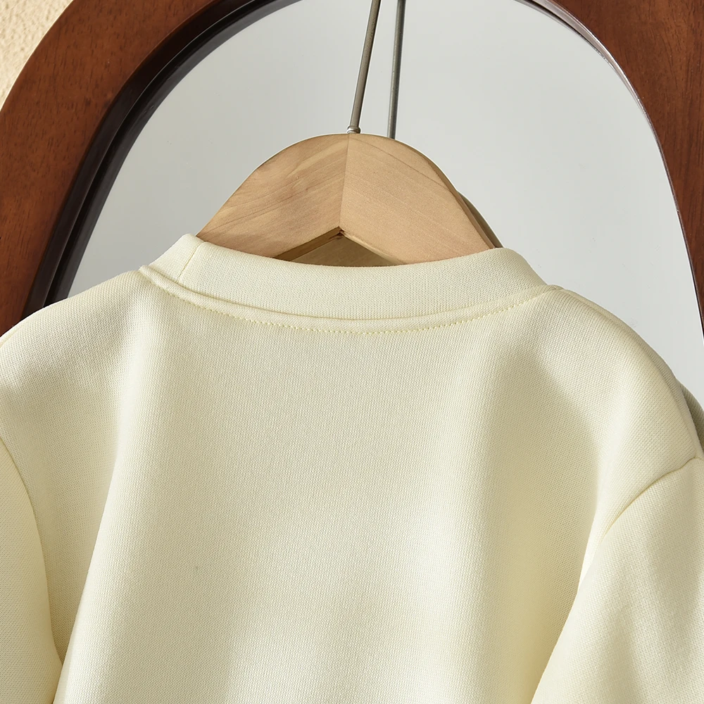 Gelb Süße und Schöne Mädchen Casual Kleidung Bogen Liebe Lange Ärmeln Flauschigen Kleid Herbst Neue Koreanische Version – Detail 5