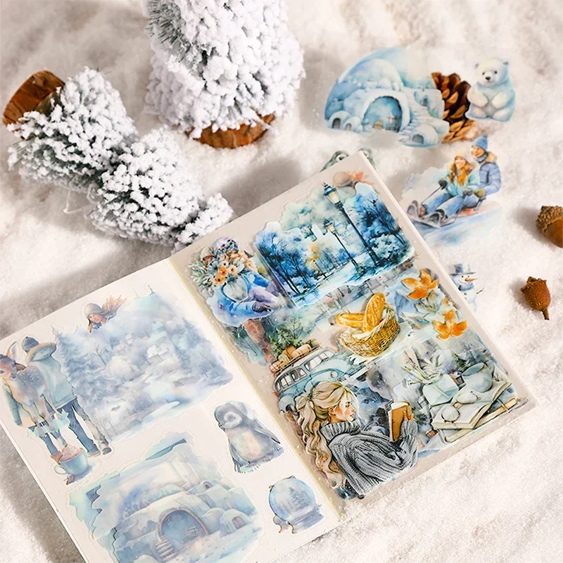 20Pcs PET Die Cut Stickers Book Four Seasons Scenery Decorative Handmade Scrapbooking Material Diary Album Craft Supplies