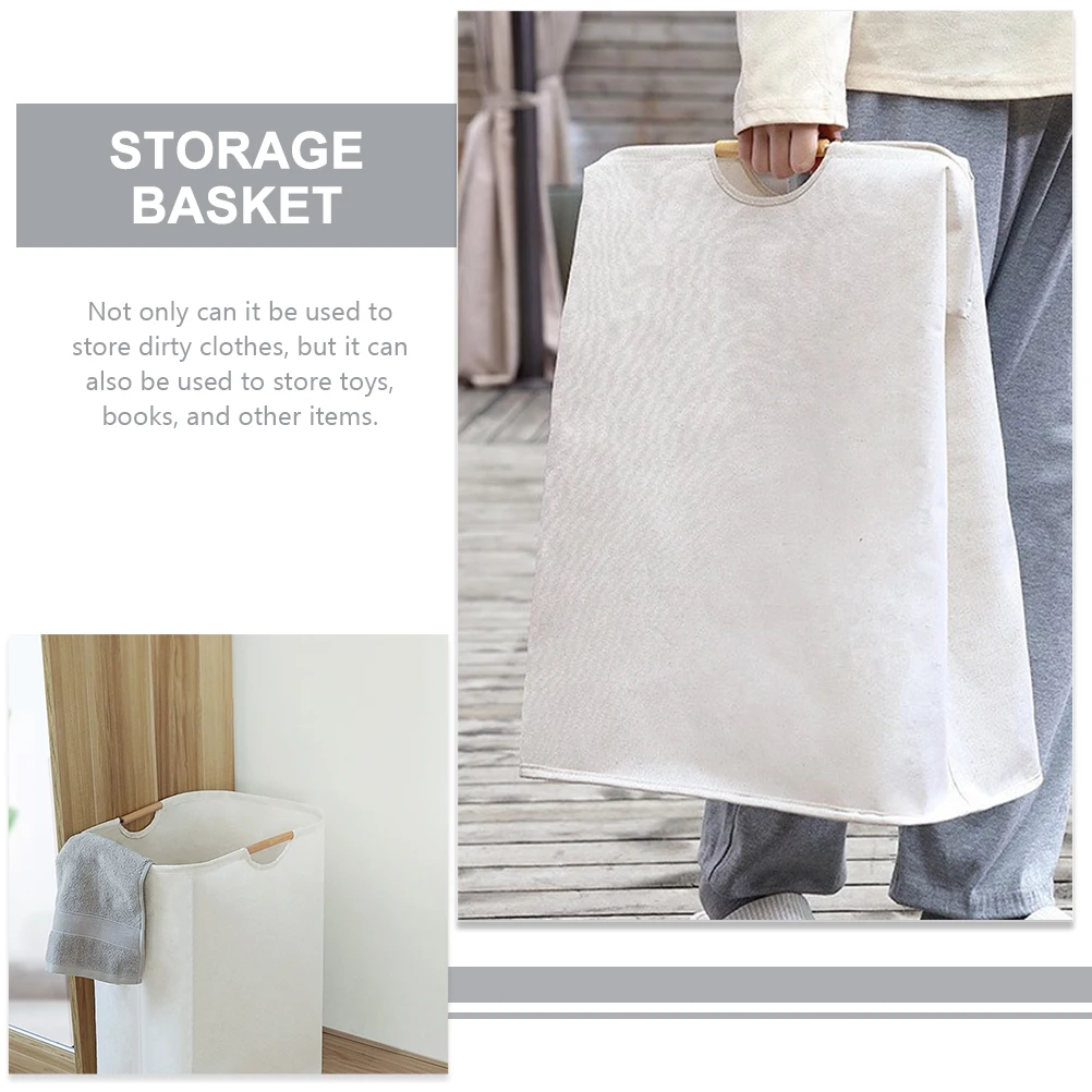 

Large Capacity Foldable Laundry Basket Beige Color Material Storage Baskets Clothes Organizer Home Use