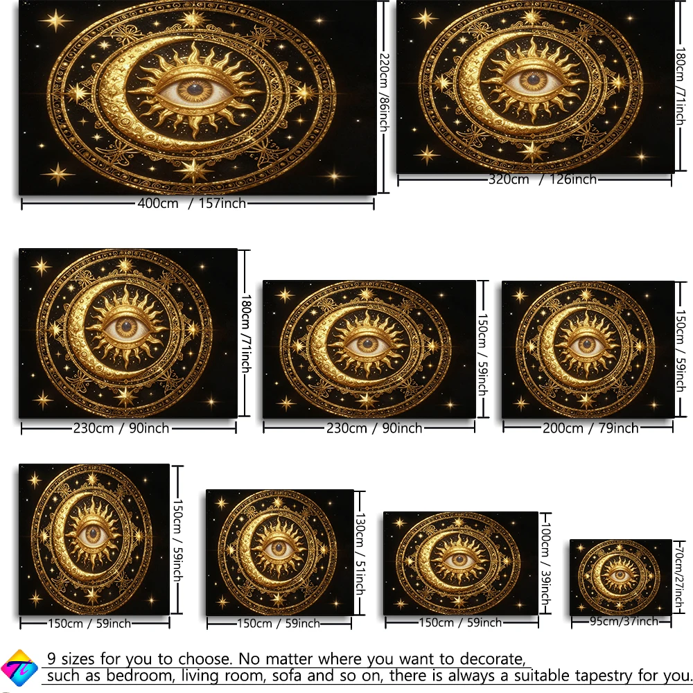 Bohemian Tarot Eye Tapestry 2D Printing Cleaning Suitable for Bedroom, Study, Living Room Wall Decoration