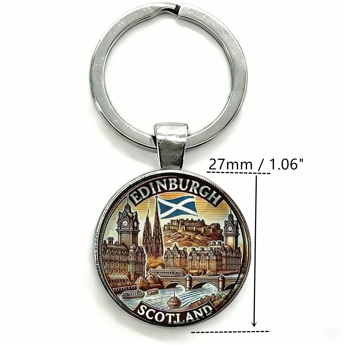 1PC Edinburgh Scottish Keychain with Scottish Flag and Landmark, Classic Architectural Design, Perfect Gift