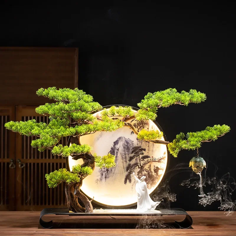 Chinese style welcoming pine home Zen lamp circle hanging reverse flow incense burner, office aromatherapy stove decoration