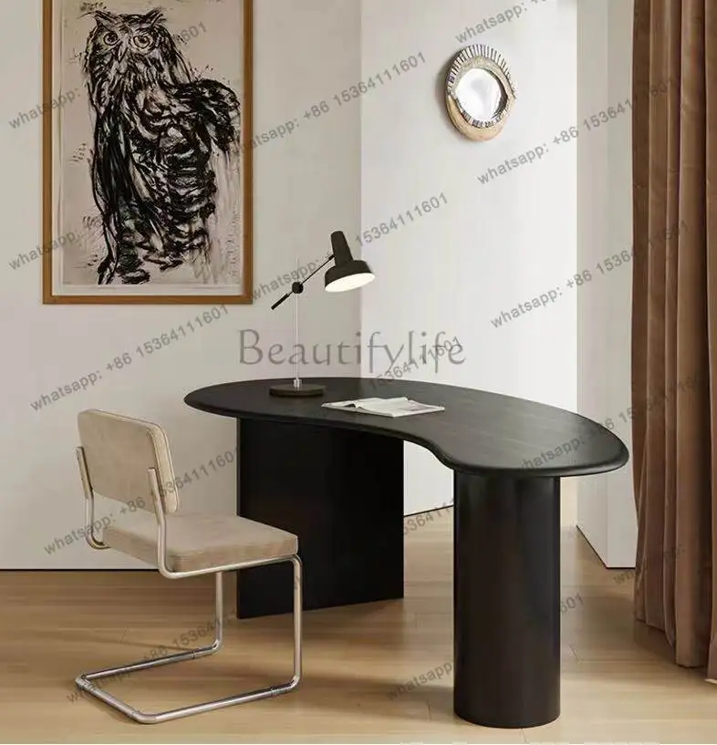 

Nordic light luxury oval paint desk modern simple desk