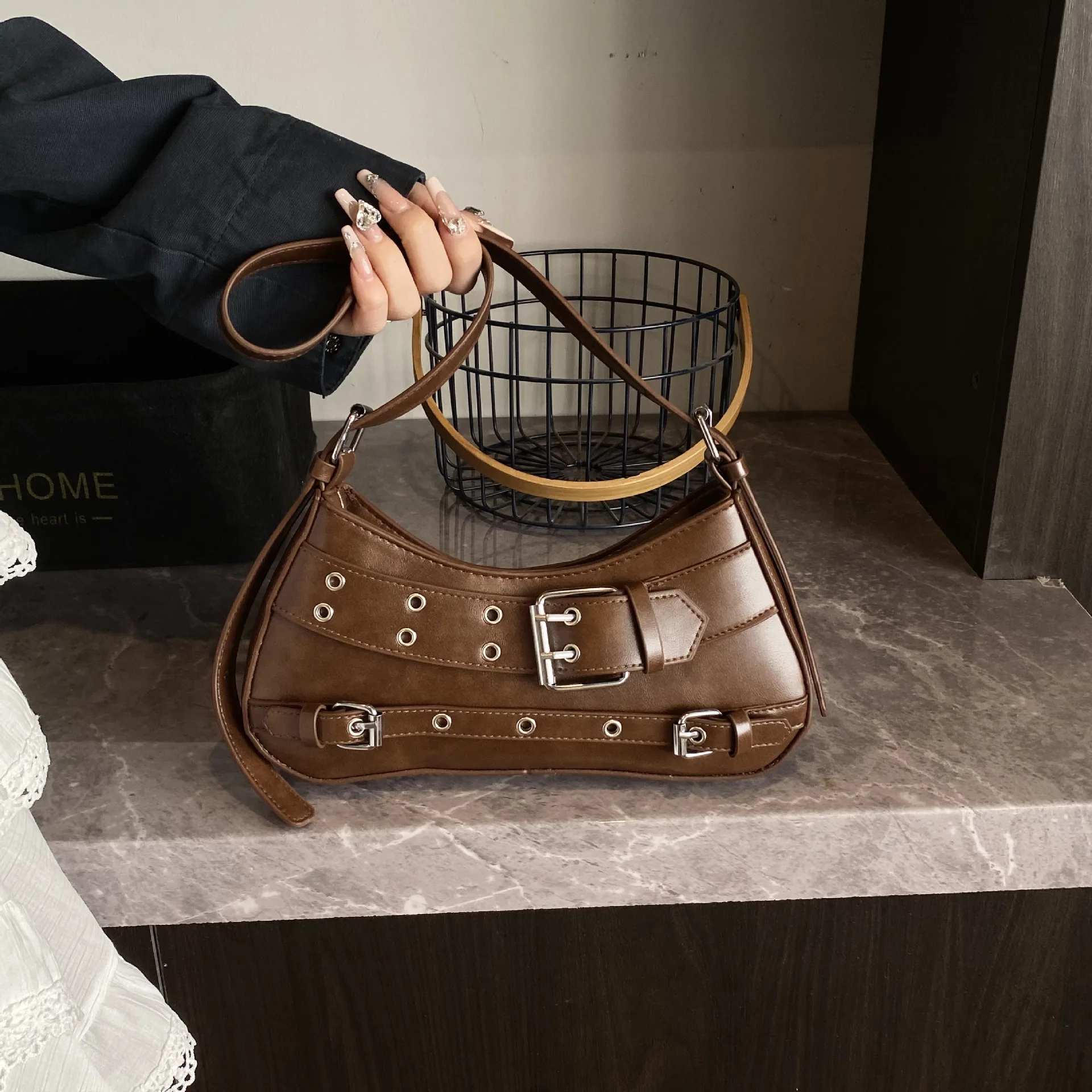 High Quality Hot Selling Wholesale New Niche Design Punk Underarm Bag Large Capacity Single Shoulder Crossbody Small Square Bag