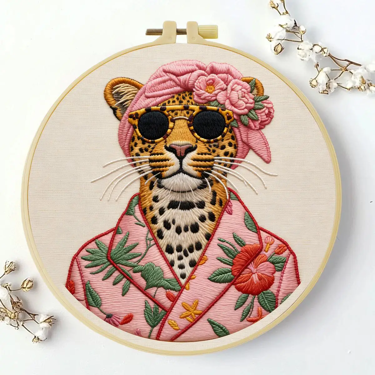 1 Stück 20X20CM/15X15CM 7,87/6,3 Zoll Tier - Leopard Stickerei Starter-Kit DIY-Kit DIY-Stickerei-Set Handarbeiten Nadelkunst – Detail 2