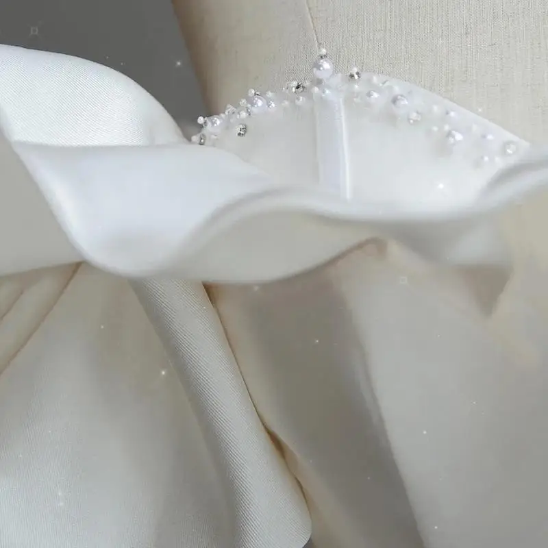 ZL124 Light satin simple one-shoulder evening dress