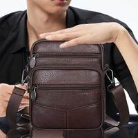 Office Messenger Bags Men's Cow Leather Handbags Vintage Side Shoulder Bag Solid Color  Husband Gift Male Crossbody Handbag