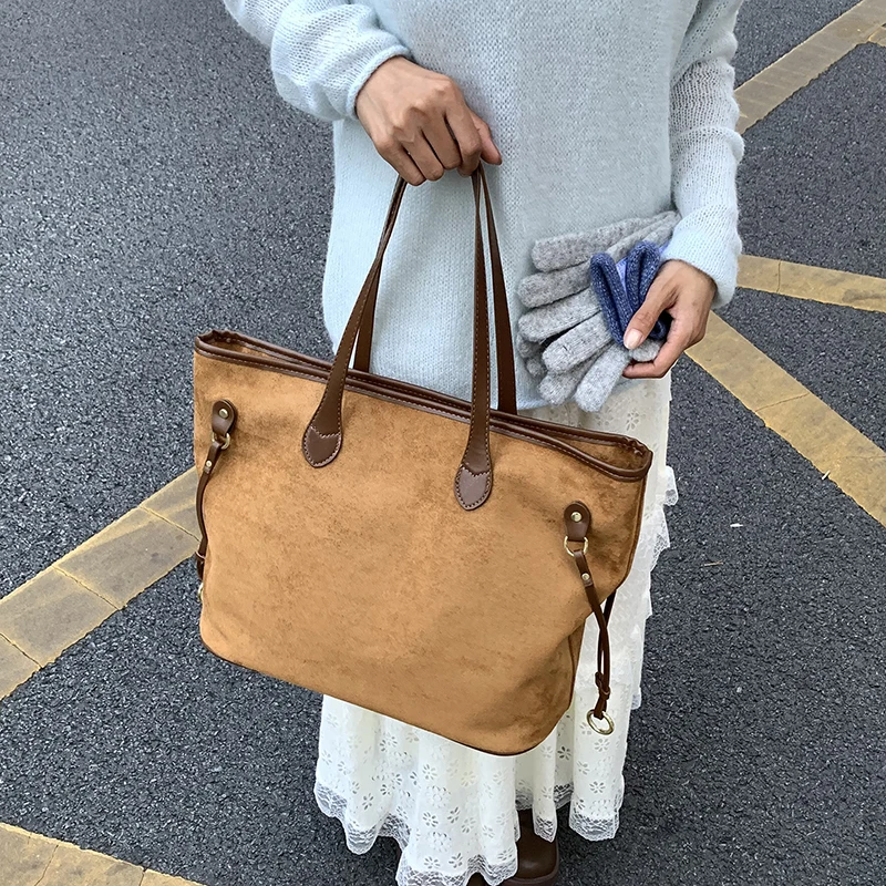bolsos mujer Bolso de mano de calidad MOODS para mujer, bolsos de mano de ante PU de Color puro de gran capacidad, bolsos de compras de hombro, nuevo bolso de diseñador de lujo para invierno 2025