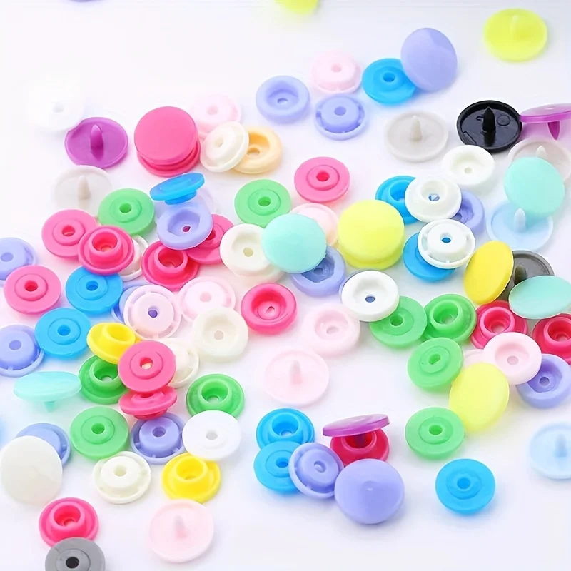 Vibrant Macaron Snap Buttons - Seamless Plastic Fasteners for DIY Clothing & Bag Accessories, Assorted Colors