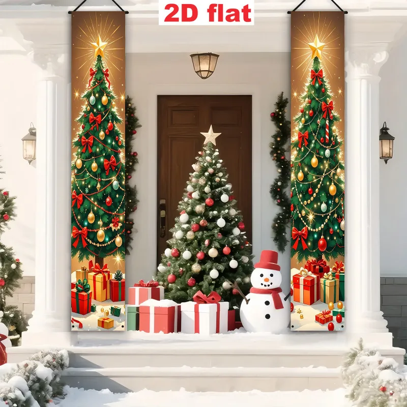 2Pcs Christmas Entrance Banners, Holiday Decorations, Curtains, and Couplets Are Perfect for Festive Home Decor