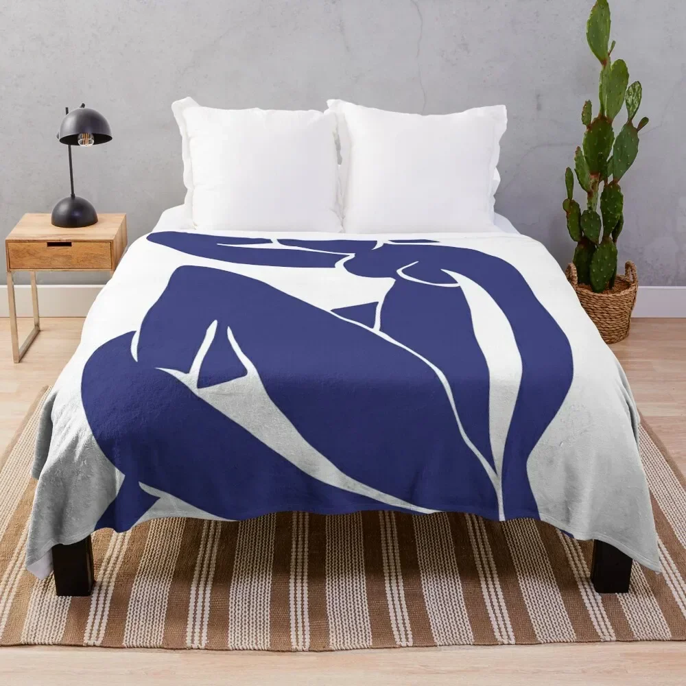 

Matisse Cut Out Figure #2 Blue Throw Blanket Beautifuls Camping bed plaid halloween Blankets