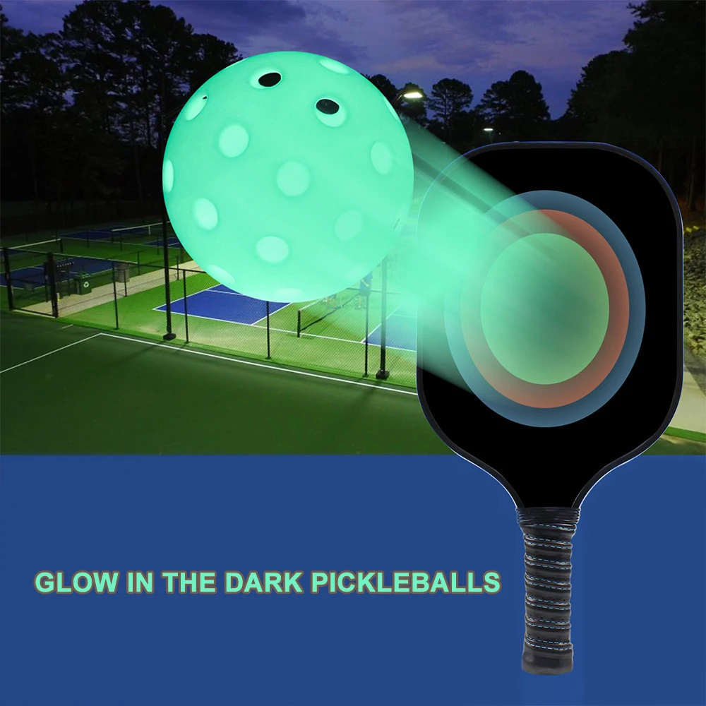 6 Pack Light Up Pickleball Balls 74MM 40 Holes Indoor Outdoor Pickleballs Elasticity and Durable for Beginners Practice