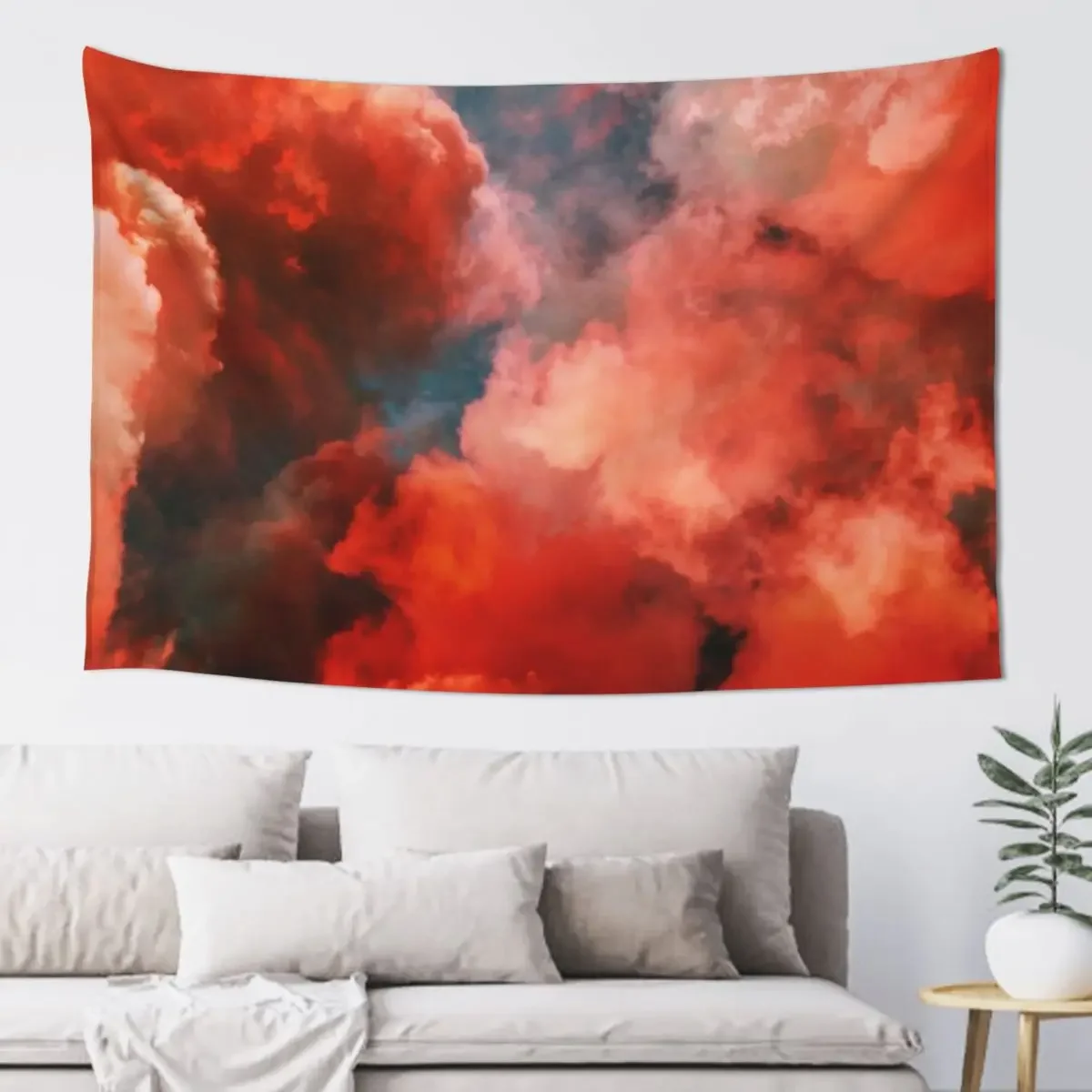 

Red Sky At Night - Smoky, Cloudy, Red Abstract Tapestry Aesthetic Room Decorations Anime Decor Tapestry