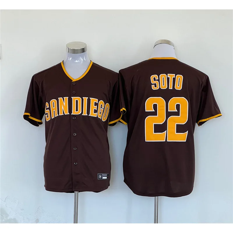 قميص البيسبول للرجال من سان دييغو بادريس إصدار المروحة المطرز للربيع للبالغين من القطن والحرير والبوليستر