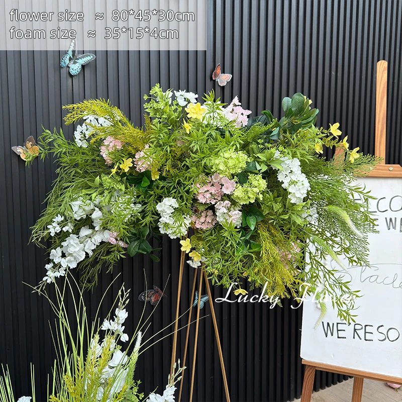 Forest Style Artificial Flowers Greenery Wedding Decoration Road Lead Floor Flower Row Hang Flower Row Green Plants Flower Ball