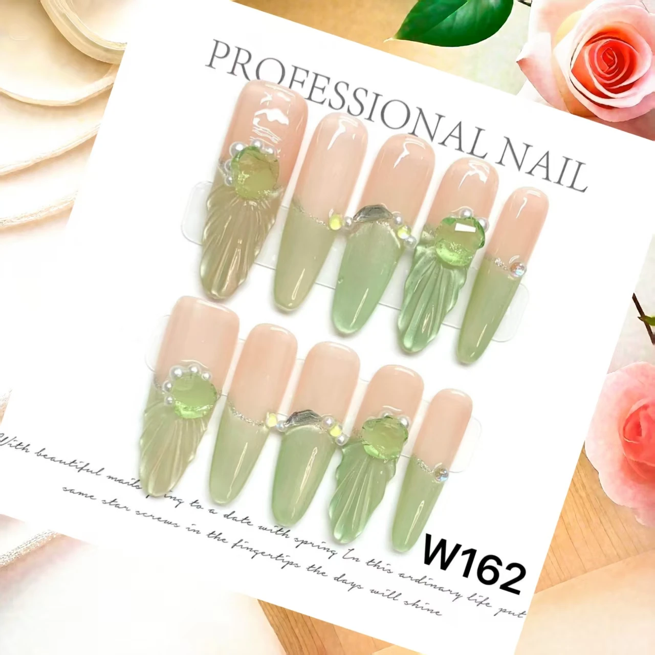 Ongles de luxe faits à la main, longs, ovales, Design Simple, parfaits pour toute Occasion, avec des outils de 4 pièces, onglets adhésifs Super résistants, 10 pièces