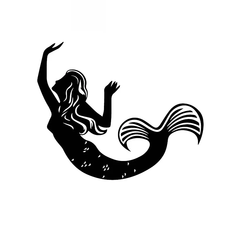 Mermaid Beautiful Sticker High Quality Fashion Car Window Decoration Personality Pvc Waterproof Decal Black/white, 17cm*14cm