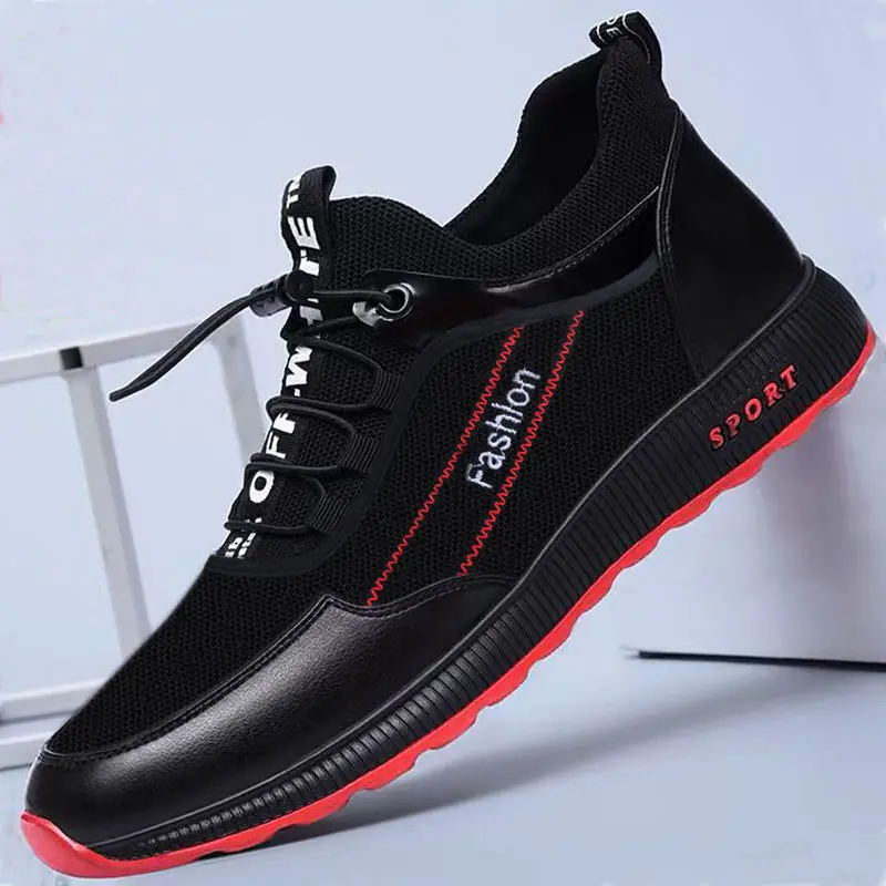 

New Fashion Leather Shoes for Men Classic Elastic Band Casual Shoes Black Comfortbale Sneakers Men Flats Shoes Tenis Para Hombre