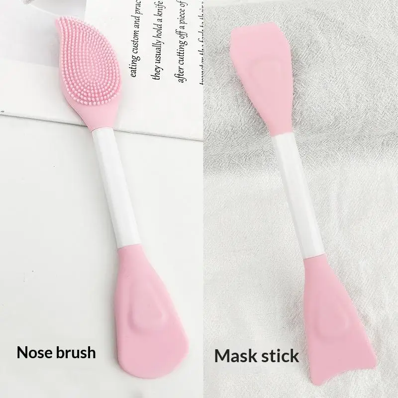 Double Head Facial Mask Brush Silicone Applicator Spoon Spatula Stirring Stick Women Skin Face Cleansing Care Home Makeup Tools