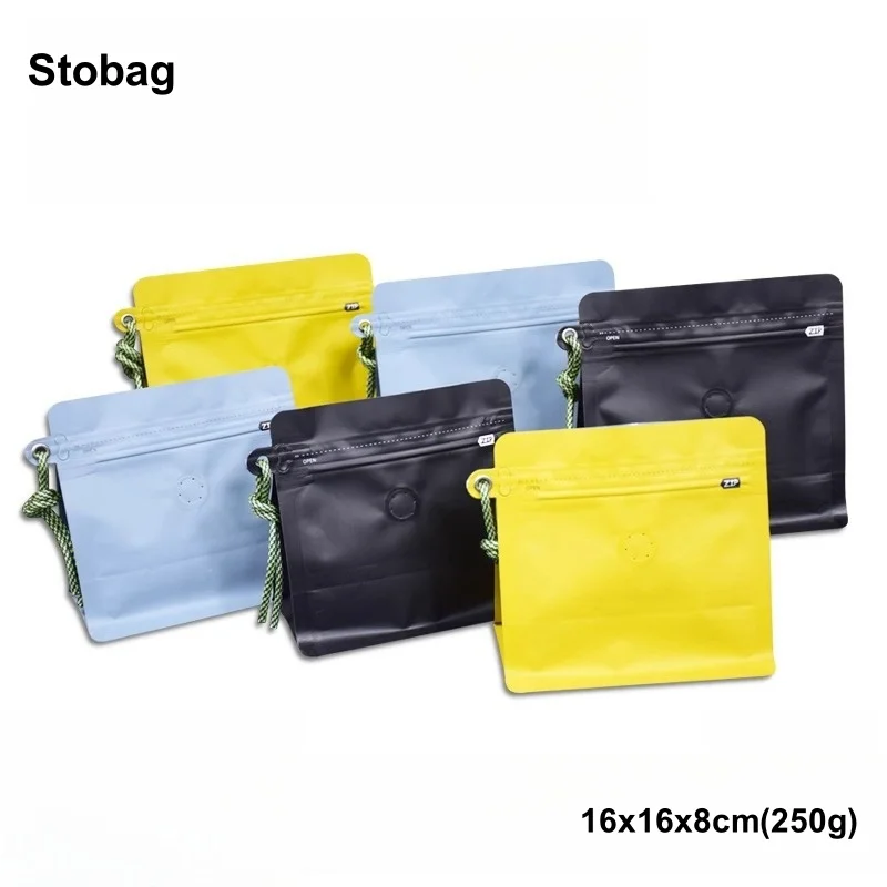 

StoBag 20pcs Coffee Beans Packaging Bag with Valve Sealed for Powder Food Nuts Storage Reusable Portable Pouches Wholesale