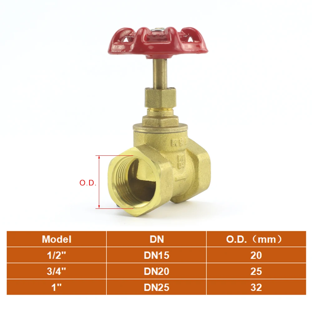 صمام بوابة نحاسي 1/2 "3/4" 1 "صمام بوابة المياه الدوارة للإناث لغاز النفط DN15 DN20 DN25 #2