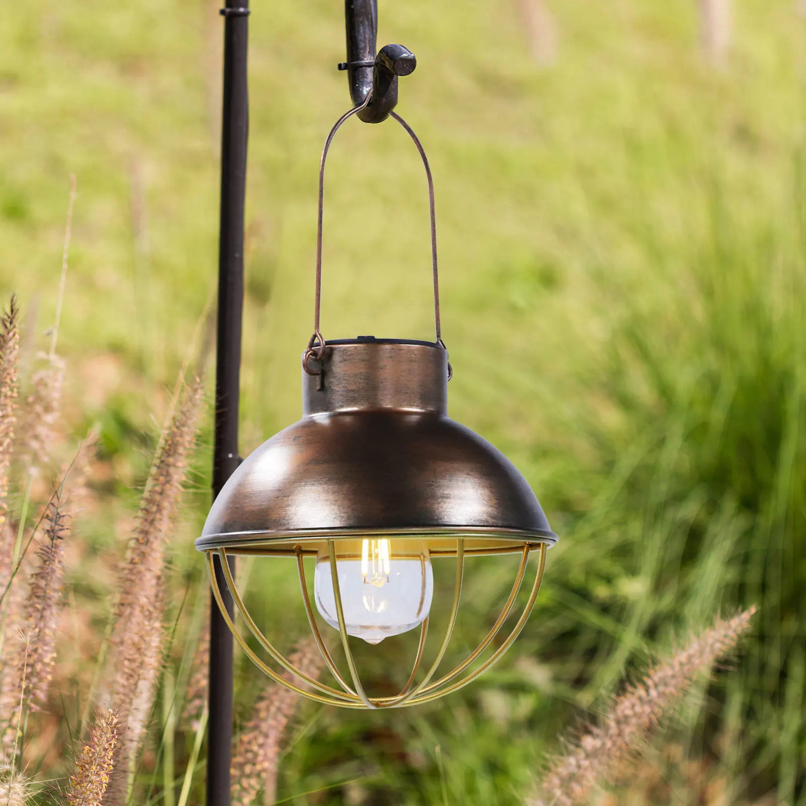 Decorative Hanging Solar Light Outdoor Waterproof Metal Lamp for Garden Villa Courtyard Playground Wall Energy Efficient Auto on