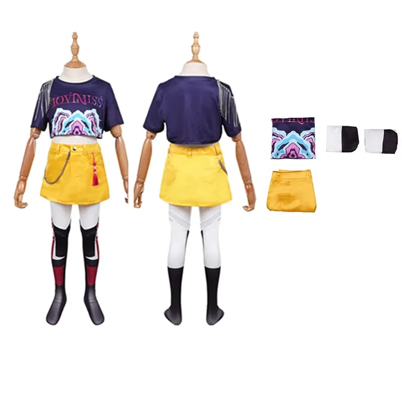 

Kids Hunters Mira Cosplay Demons 2025 Costume Girls T-shirt Skirt Socks Outfits Roleplay Halloween Carnival Party Suit