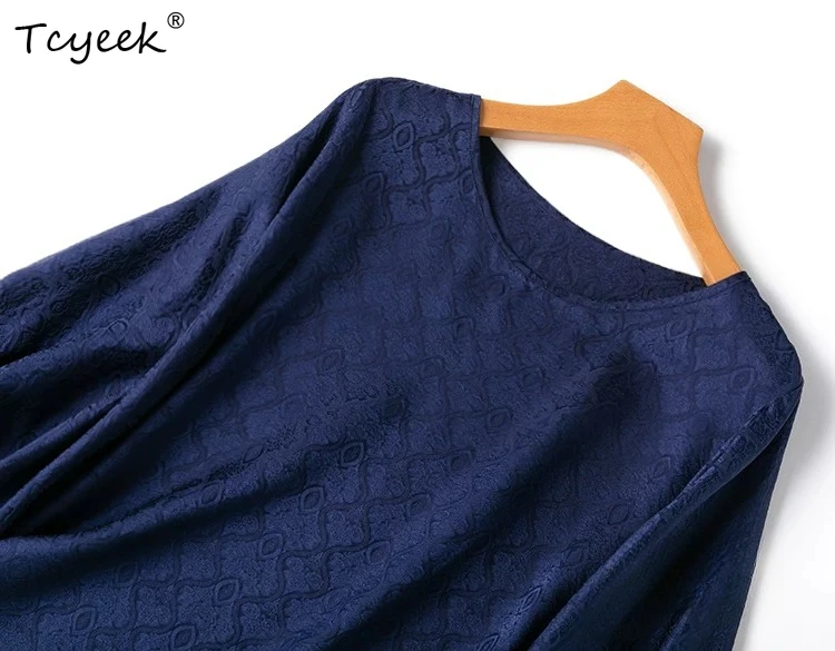 Tcyeek 100% Real Silk Shirts for Women 2026 Spring Summer Versatile Loose Lantern Sleeves Top Clothes for Ladies Tops De Mujer