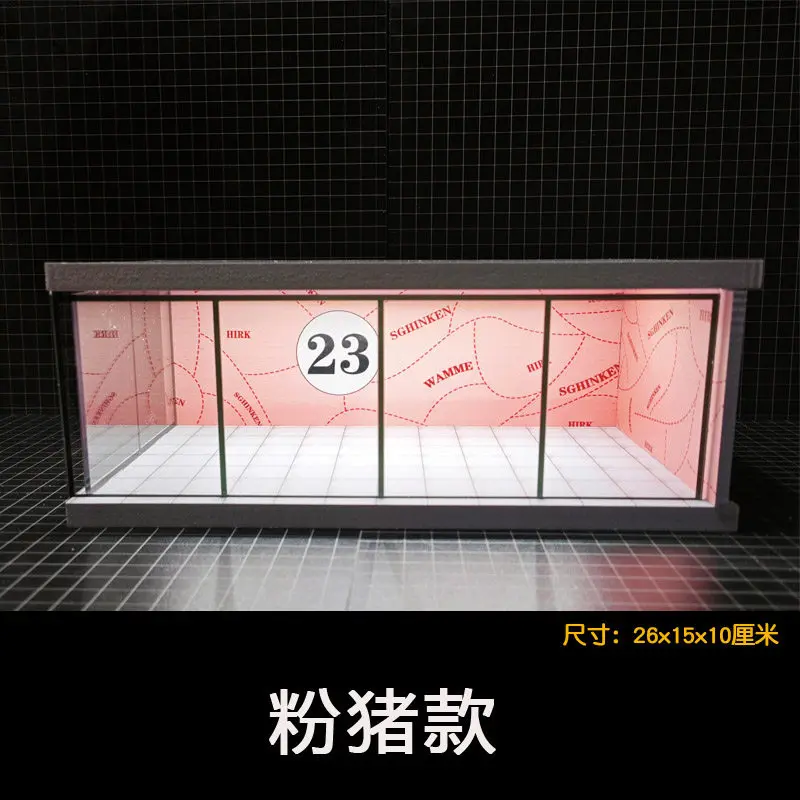 1/64 Scale Parking Space USB Lights House Garage Acrylic Cover Alloy Car Model Parking Plastic DIY Assembly Kit Collection Toys