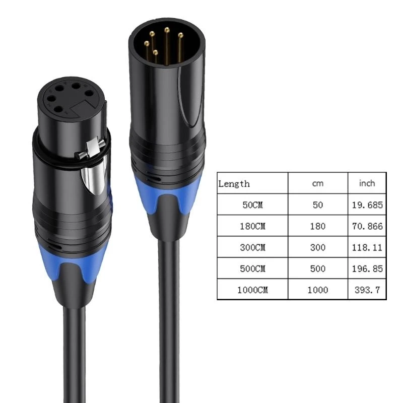 XLR Male to XLR Female Cable 5 Pin to 5 Pin DMX Cable XLR 5 Pin audio Cord For XLR Mixer Speaker Amplifier Live Microphone Line