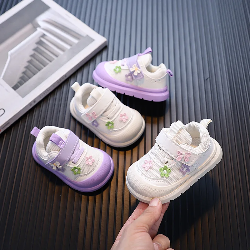 

Fashion Girls' Shoe 2025autumn New Kids Sneakers Soft Soled Baby First Walkers Simple Girls Casual Shoes Anti Slip Boy Mesh Shoe