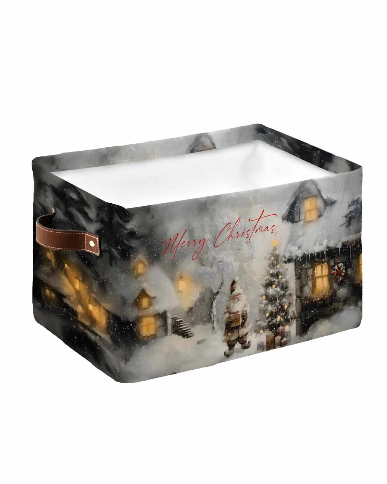 Christmas Dwarf Snow Scene Waterproof Laundry Basket Folding Clothing Storage Basket Kids Toys Organizer Storage Bucket