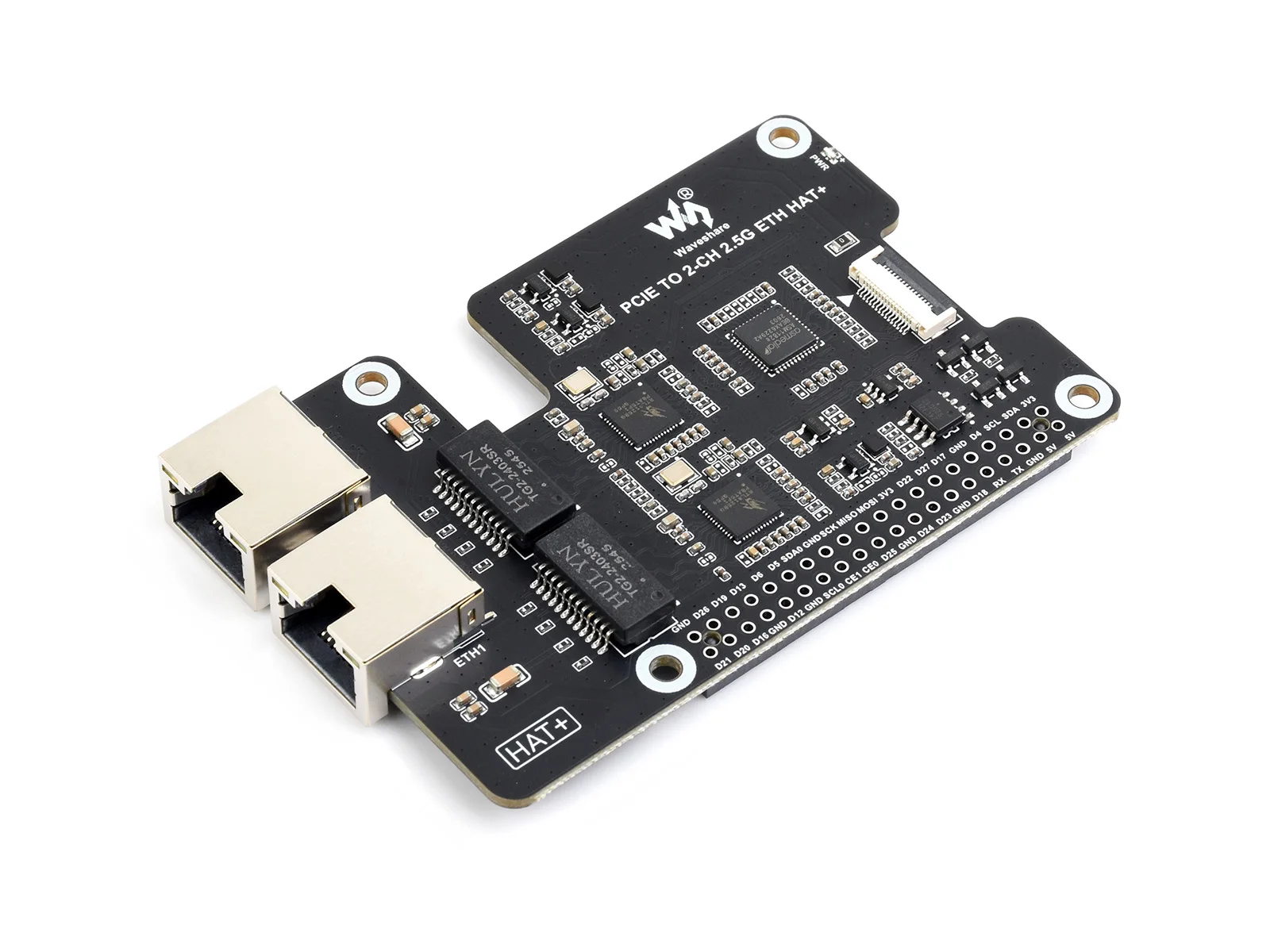 PCIe TO 2-CH 2.5G ETH Adapter For Raspberry Pi 5, Supports Raspberry Pi OS / Ubuntu / OpenWrt, Equipped With Dual RTL8125 High-p