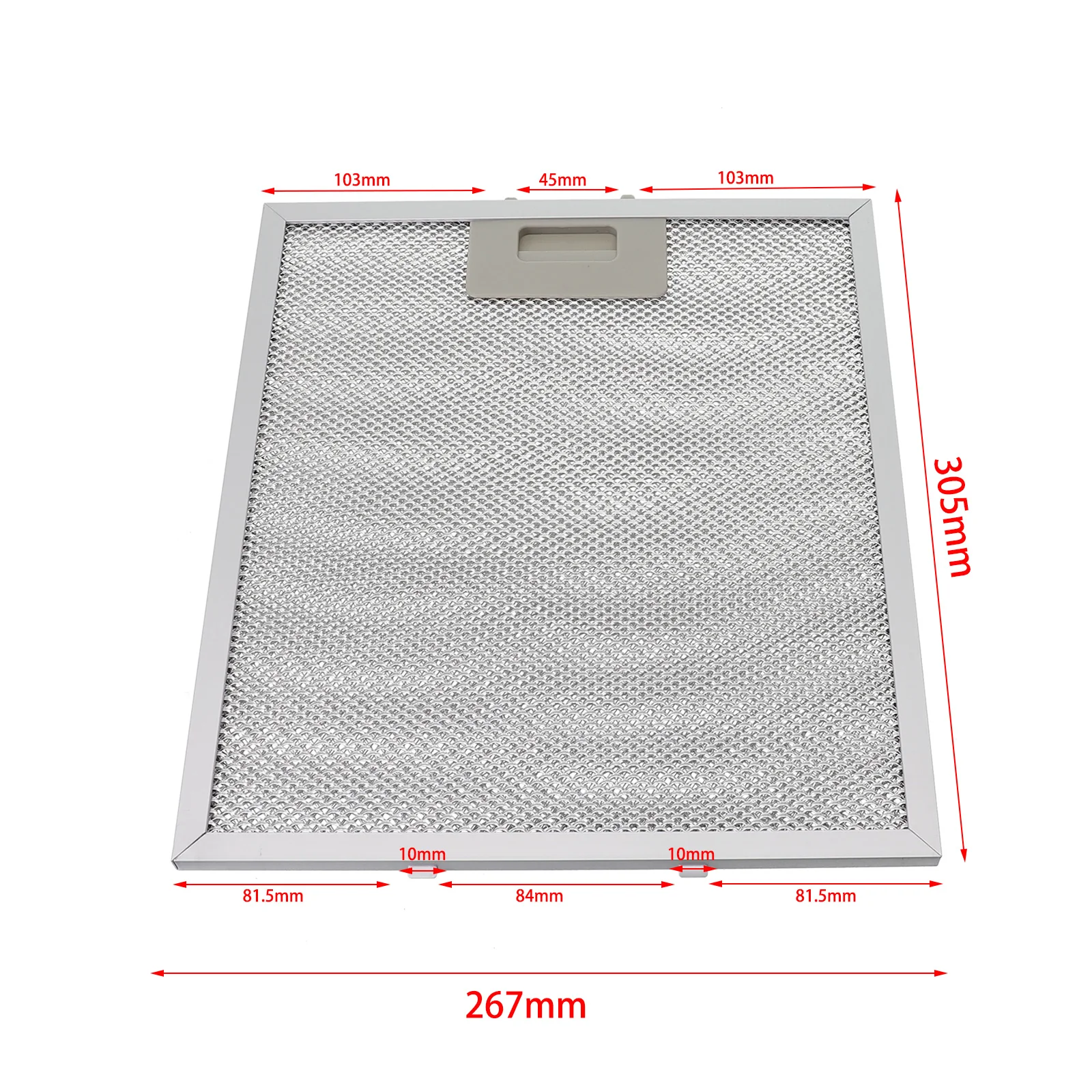 Rejillas de ventilación de campana extractora plateada, filtro de ventilación de acero inoxidable, dimensiones del filtro de la campana: 305X267X9mm