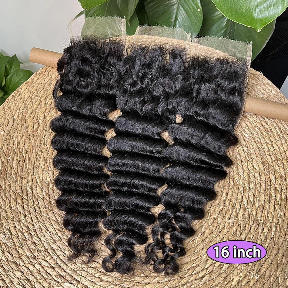 Глубокая волна 4x6 Невидимая HD кружевная застежка Человеческие волосы Предварительно выщипанные отбеленные узлы Кружева Натуральный черный цвет 100% необработанные человеческие волосы