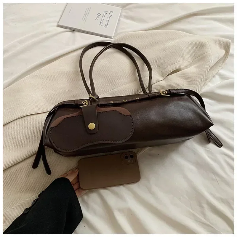 Bolso de hombro de PU con decoración de hebilla para Mujer, bolso liso de gran capacidad que combina con todo, gran oferta 2024