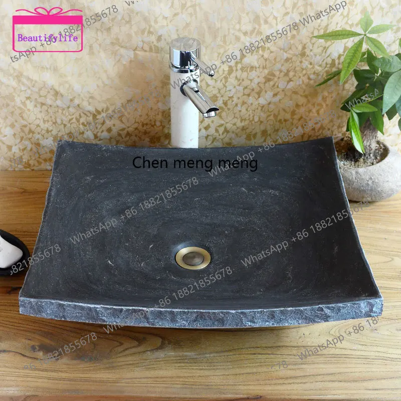 A17 Stone platform basin, bathroom, modern minimalist art wash basin, retro balcony wash basin