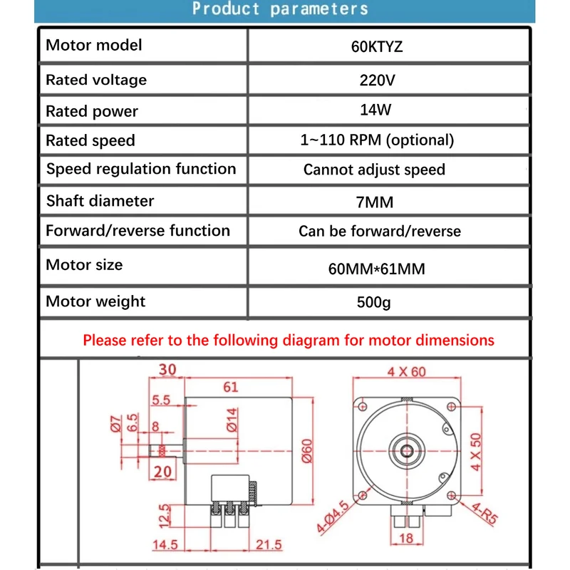 110 فولت/220 فولت 14 واط 60KTYZ مخلب القطب المغناطيس الدائم محرك متزامن الإيجابية والسلبية الحد منخفضة السرعة محرك بطيء