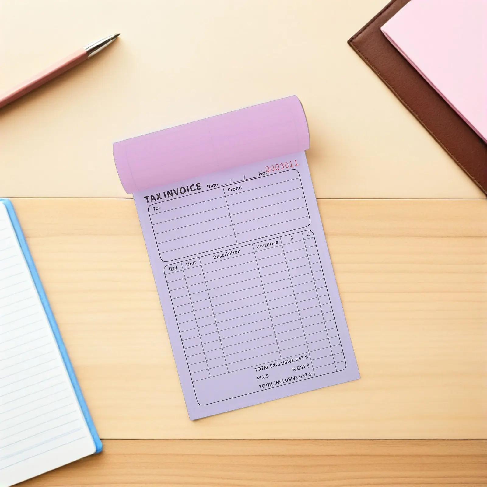 

100 Page Business Order Pad Two Part Invoice Receipt Book for Retail Taxi Restaurant Invoice Forms Export Ready Documentation