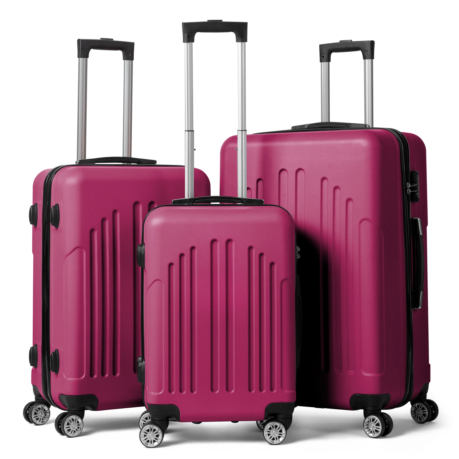 Curved Vertical Stripe 3-in-1 Trolley Case - Smoky Purple