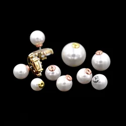 10pcs Pearl Ear Back Stoppers Round Half Hole Plastic Ear Plug Blocked Caps Earring Sleeves For Jewelry Making DIY Accessories