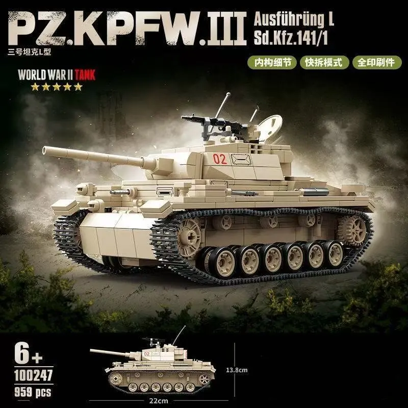 

Full Crown Construction No.3 Tank L-Type WWII New Model Military Assembly Toy Gift - Fully Built Simulation Educational Toy