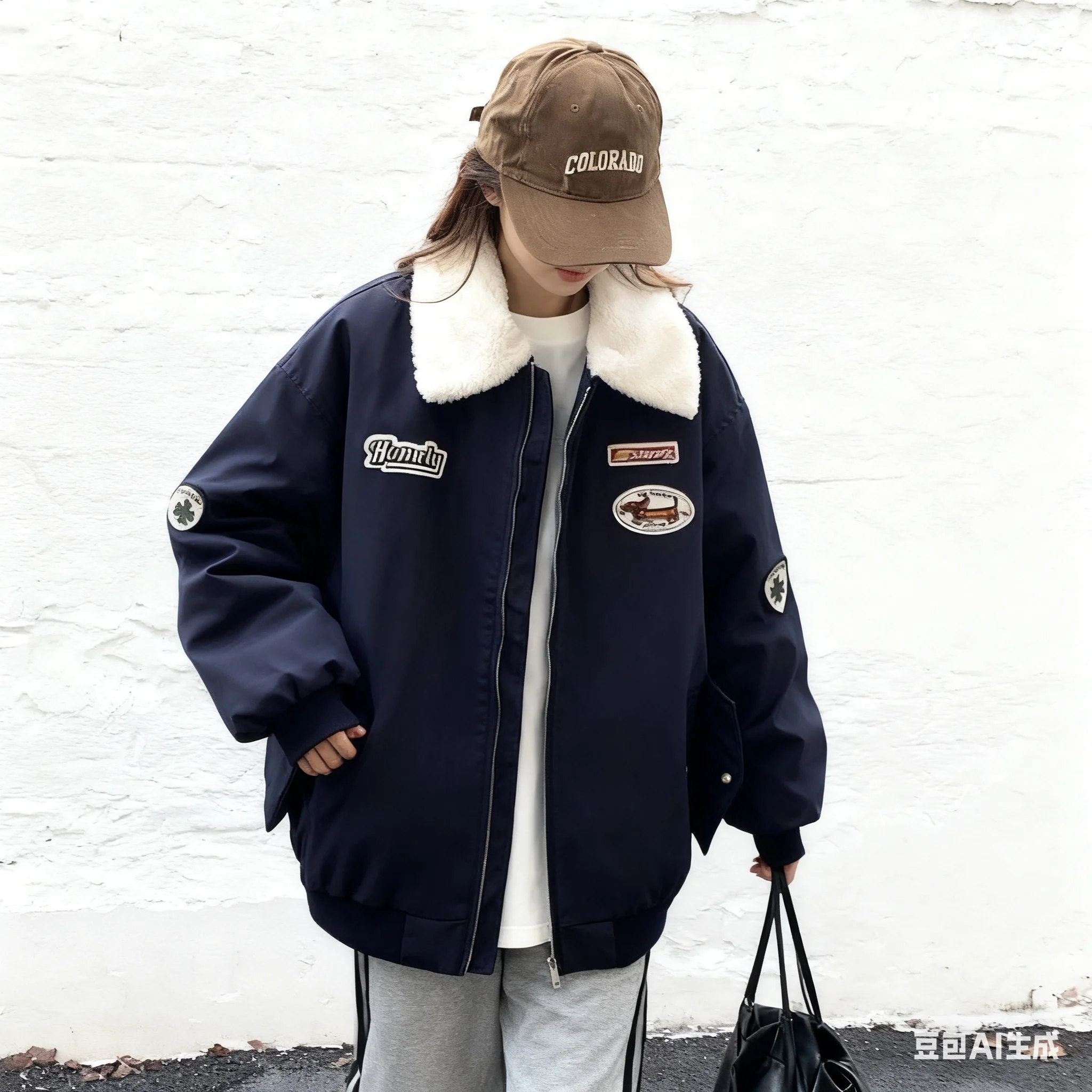 

Байкерские куртки Женская куртка Уникальная весенняя спортивная одежда Уличная одежда Асимметричная застежка Цветные блоки Стереоскопический Художественный контраст