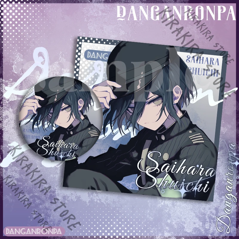 Danganronpa Togami Byakuya Saihara Shuichi Mioda Ibuki Toko Fukawa شارة مجموعة الصور أكياس بطاقات مربعة قلادة الحلي ديكور