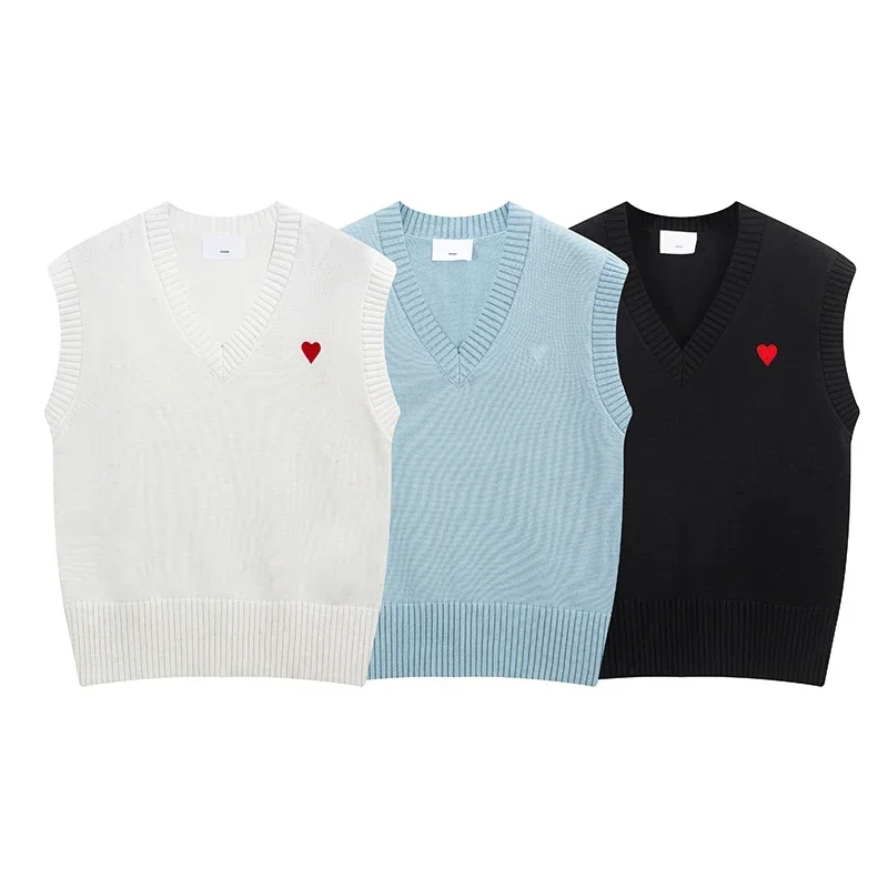 2025 New Retro Casual College Style Sleeveless Vest Sweater Fashionable Loose Men's Sweater Top Knitted V-neck Vest Women's Y2k