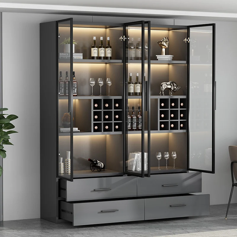 Full Kitchen Cabinet Whiskey Showcase Bar Accessories Elegant Vintage Wine Stands Antique Furniture Iron Vitrine Luxury Shelves