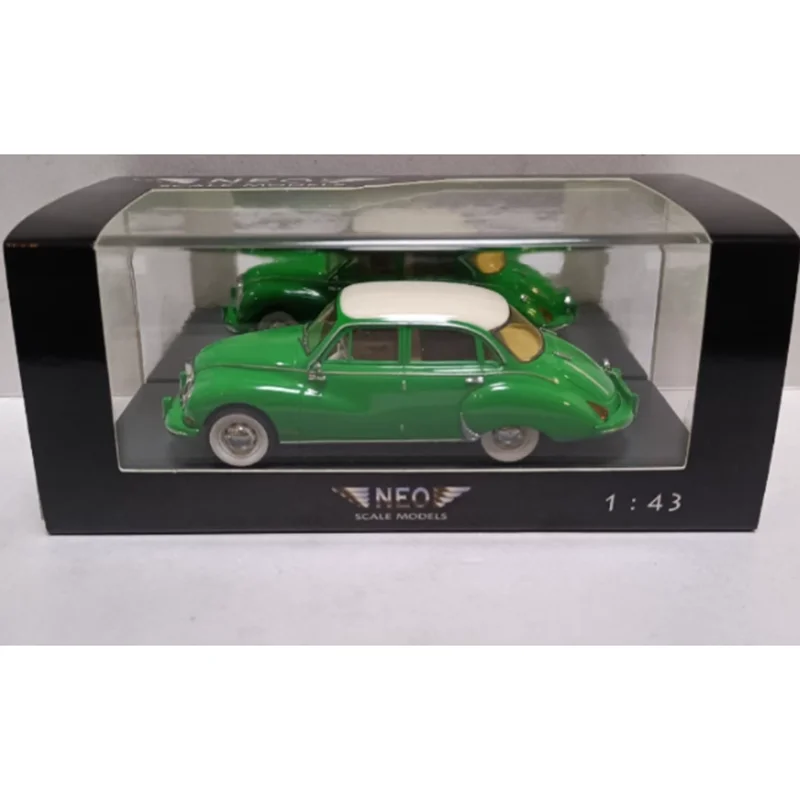 Neo 1/43 DKW 3 = 6 F94 4d 1957 أخضر أبيض سقف الراتنج نموذج سيارة الكبار تذكارية كلاسيكية ثابت عرض تحصيل لعبة هدية