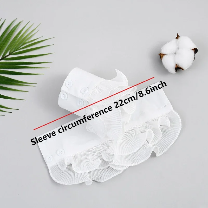 Cuello falso con volantes + decoración de puños falsos, blusa para mujer, cuello de camisa desmontable, suéter, collares falsos, accesorios superiores