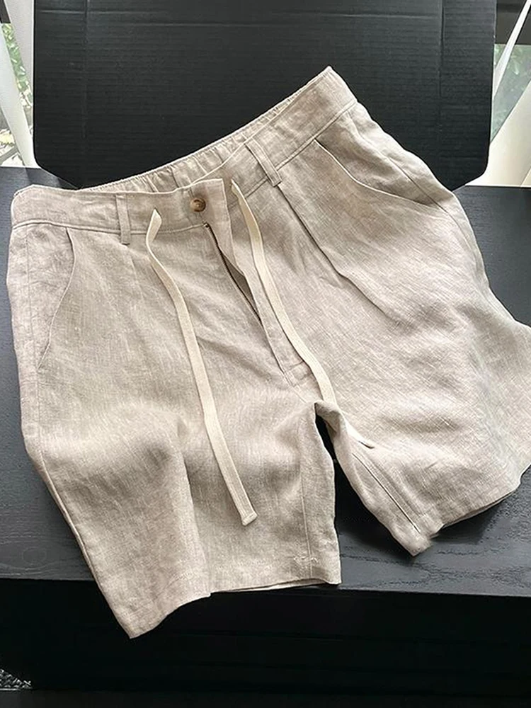 

Легкие дышащие льняные шорты мужские летние повседневные свободные брюки-капри для города молодежные модные